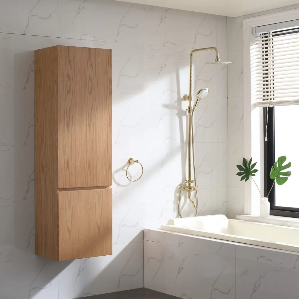 Discount Korkea kaappi Bahtlife Lättsam 1500x450 mm tammi Kylpyhuoneen Kaapit