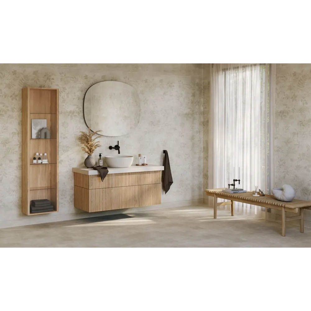 Clearance Kostean tilan tapetti Aquarelle Botanic Grey Märkätilan Muovimatot|Märkätilan Tapetit