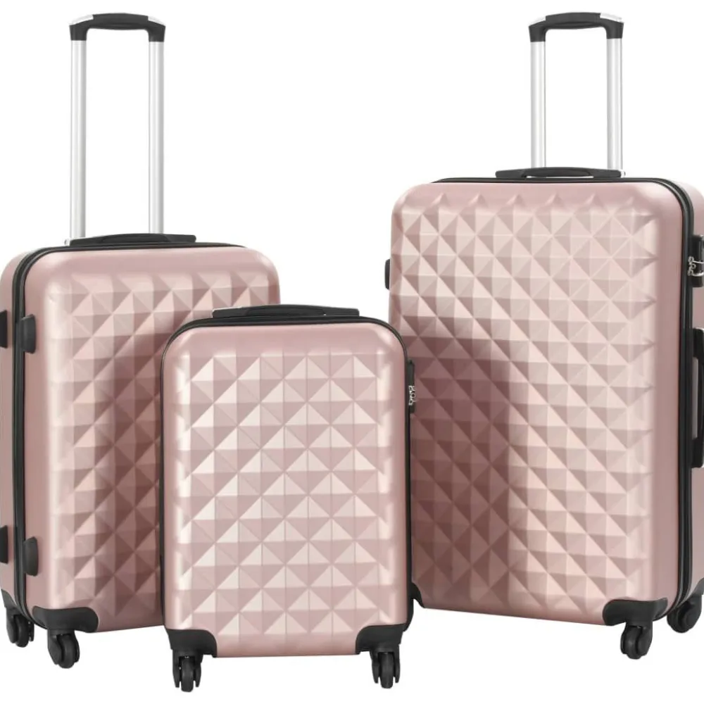 Kovapintainen matkalaukkusetti 3 kpl ruusu kulta ABS*FinePRICE Clearance