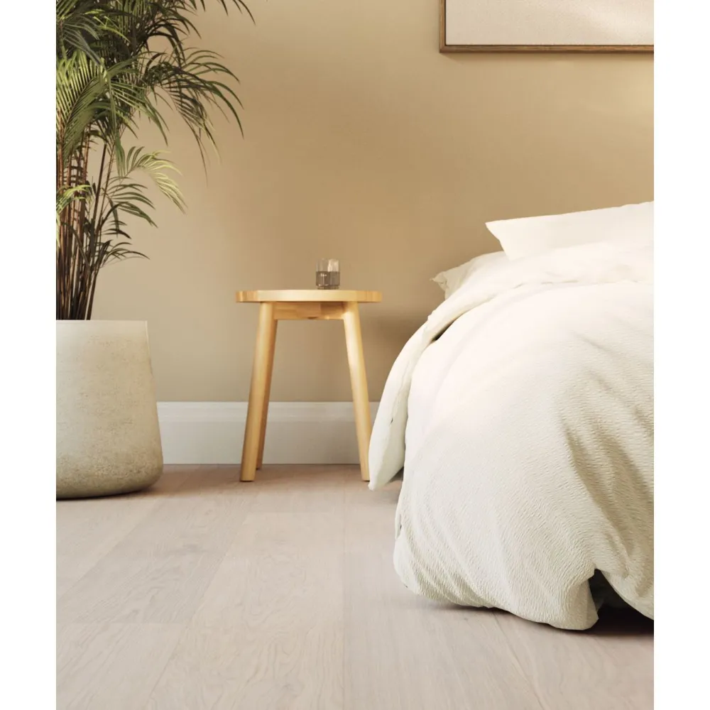 Kovetettu puulattia Tammi Dalby 3.0 Powder White, mattalakattu, eri kokoja*Bjelin Online