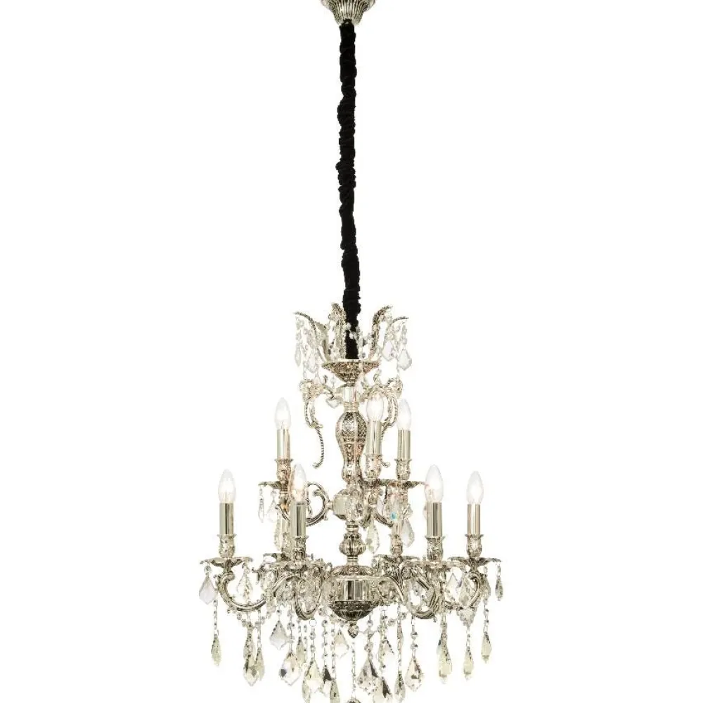 Kristallikruunu Allington Ø60cm 9-osainen antiikkihopea*Aneta Lighting