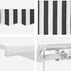 Käsin kelattava markiisi antrasiitti/valkoinen 300x250 cm (16038)*FinePRICE Clearance