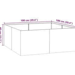 Kukkalaatikko antrasiitti 100x100x40 cm teräs (60817)*FinePRICE Discount