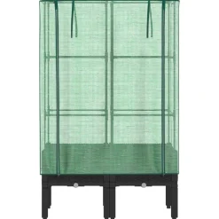 Clearance Kukkalaatikko kasvihuonepeitteellä rottinkityyli 80x40x140 cm (15819) Istutuslaatikot