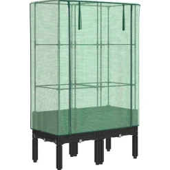 Clearance Kukkalaatikko kasvihuonepeitteellä rottinkityyli 80x40x140 cm (15819) Istutuslaatikot