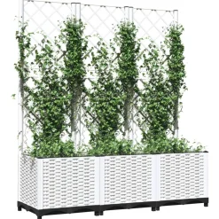 Kukkalaatikko säleiköllä valkoinen 120x40x136 cm PP*FinePRICE Sale