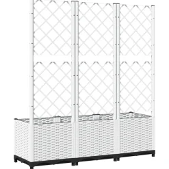 Kukkalaatikko säleiköllä valkoinen 120x40x136 cm PP*FinePRICE Sale