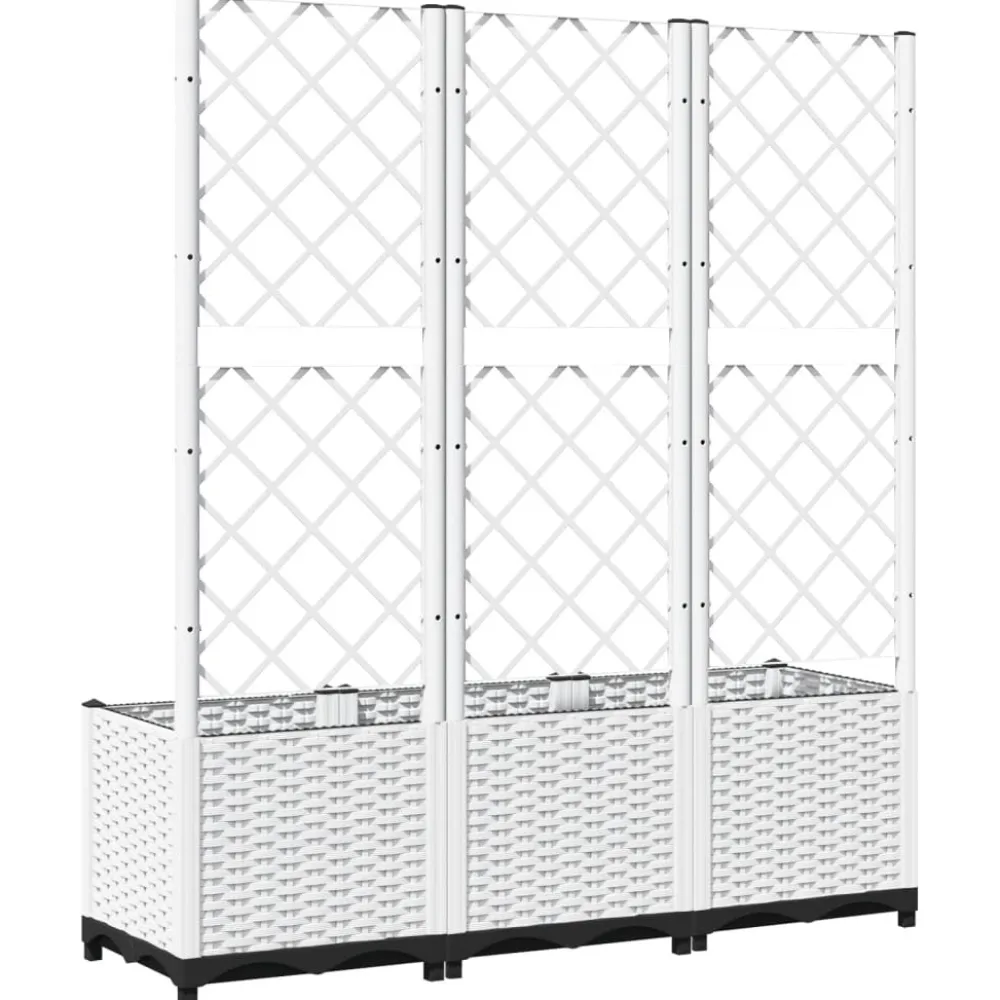 Kukkalaatikko säleiköllä valkoinen 120x40x136 cm PP*FinePRICE Sale