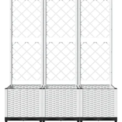 Kukkalaatikko säleiköllä valkoinen 120x40x136 cm PP*FinePRICE Sale