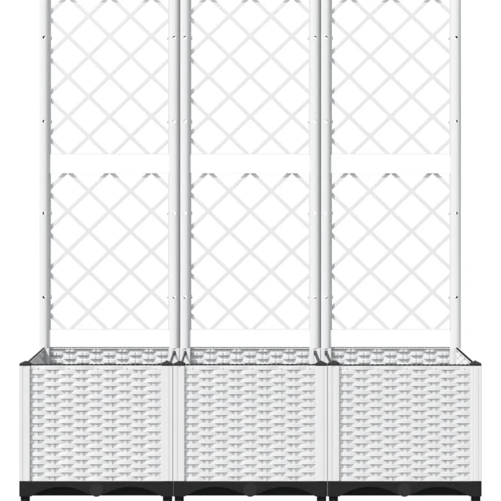 Kukkalaatikko säleiköllä valkoinen 120x40x136 cm PP*FinePRICE Sale