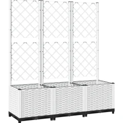 Kukkalaatikko säleiköllä valkoinen 120x40x136 cm PP*FinePRICE Sale