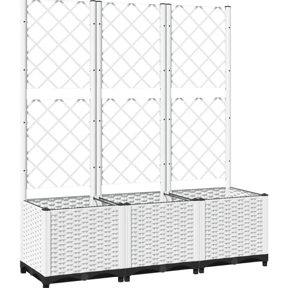 Kukkalaatikko säleiköllä valkoinen 120x40x136 cm PP*FinePRICE Sale