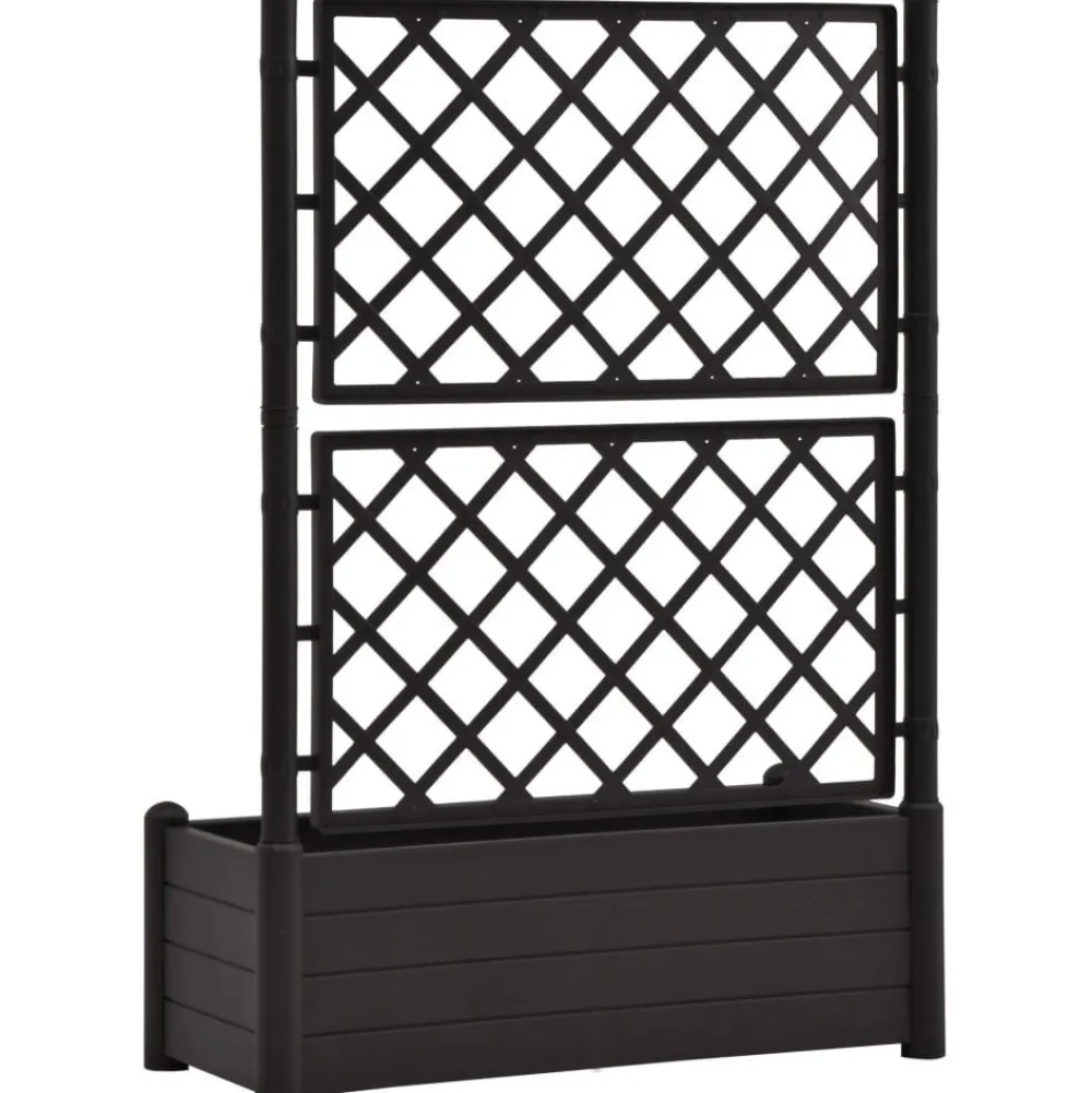 Outlet Kukkalaatikko säleiköllä 100x43x142 cm pp antrasiitti Istutuslaatikot