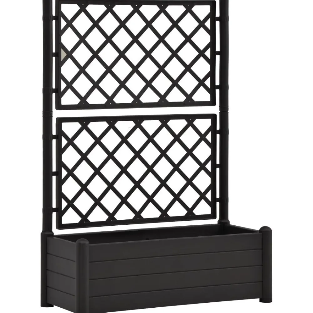 Outlet Kukkalaatikko säleiköllä 100x43x142 cm pp antrasiitti Istutuslaatikot