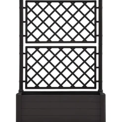 Outlet Kukkalaatikko säleiköllä 100x43x142 cm pp antrasiitti Istutuslaatikot