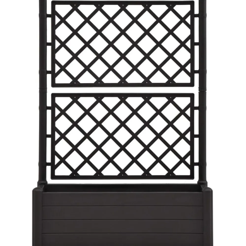 Outlet Kukkalaatikko säleiköllä 100x43x142 cm pp antrasiitti Istutuslaatikot