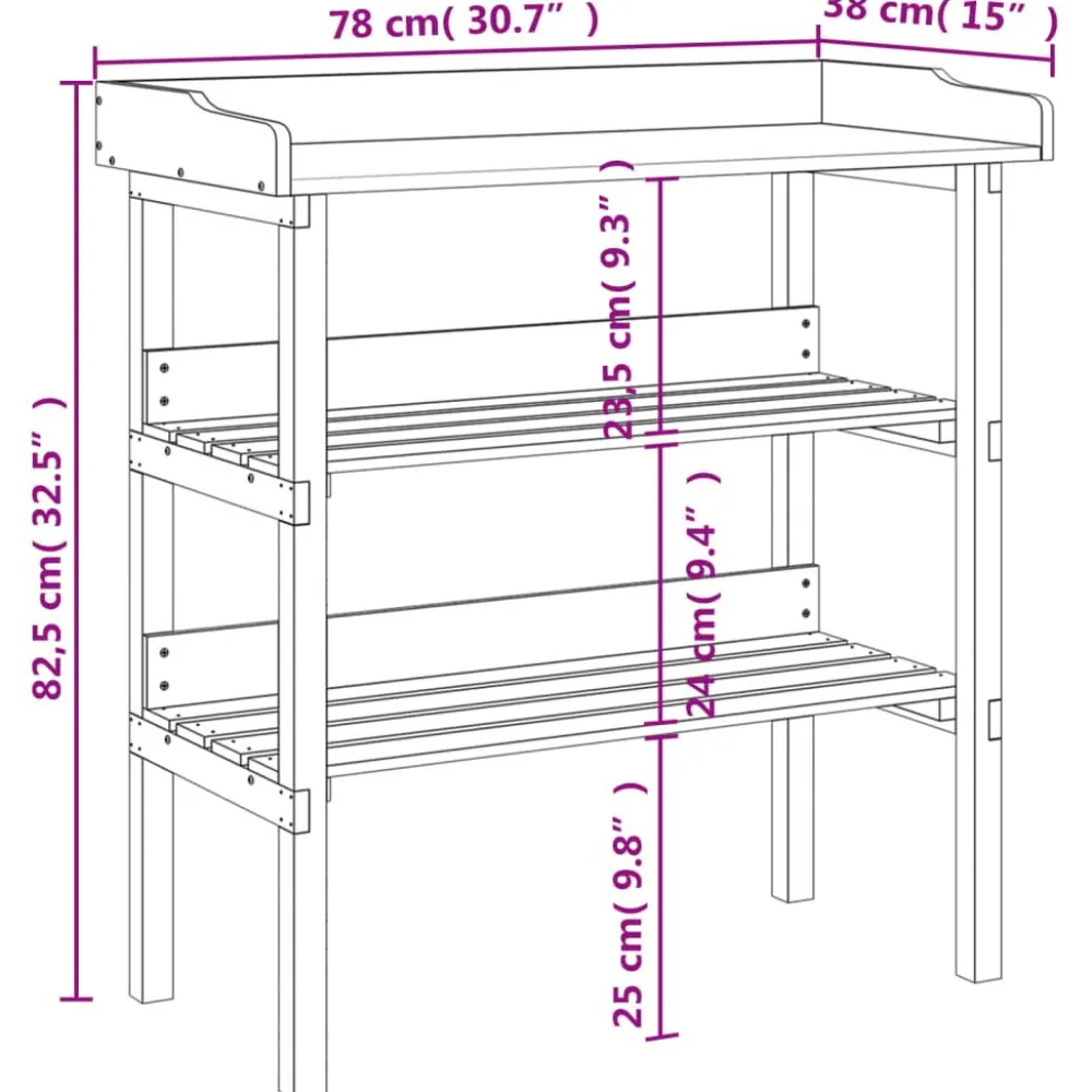 Best Kukkapöytä hyllyillä harmaa 78x38x82,5 cm, kuusi Terassin Sisustus|Terassin Sisustus