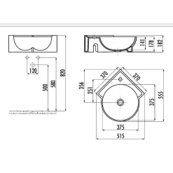 Kulma-allas TP051, 370 X 370 X 160 mm*Creavit Clearance