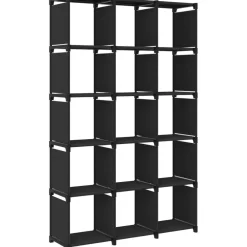 15 kuution esittelyhylly musta 103x30x175,5 cm kangas Kirjahyllyt