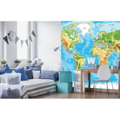 Kuvatapetti Dimex World Map, 225x250cm, monivärinen*Tapetit.fi Outlet