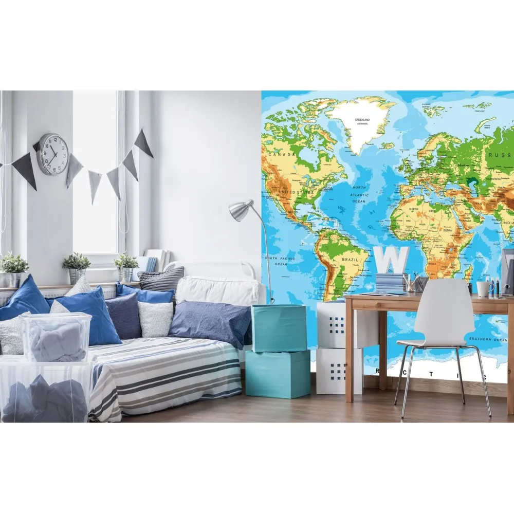 Kuvatapetti Dimex World Map, 225x250cm, monivärinen*Tapetit.fi Outlet