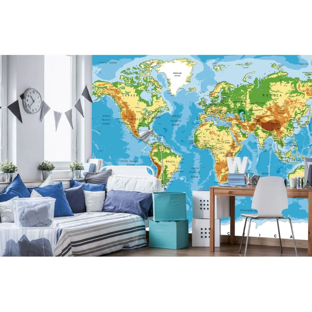 Kuvatapetti Dimex World Map, 375x250cm, monivärinen Valokuvatapetit