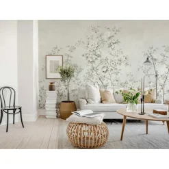 Clearance Kuvatapetti Floral Chinoiserie harmaa, mittatilaus, non-woven Mittatilaustapetit|Valokuvatapetit