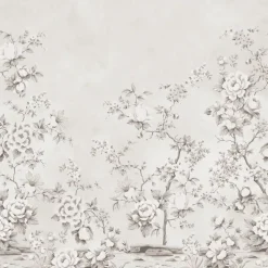 Clearance Kuvatapetti Floral Chinoiserie harmaa, mittatilaus, non-woven Mittatilaustapetit|Valokuvatapetit