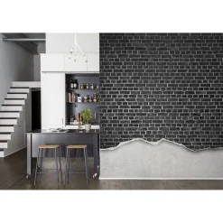 Best Kuvatapetti Well-Worn Brick Wall Black, tiiliseinä, non-woven, mittatilaus Mittatilaustapetit
