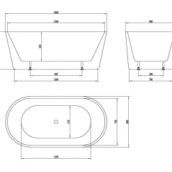 Kylpyamme Lugn 1600x800 mm valkoinen*Bathlife Best