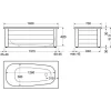 Kylpyamme GBG 1400 155 l 1400x700 mm ilman etulevykehikkoa valkoinen*Gustavsberg Outlet