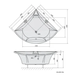 Clearance Kylpyamme Bermuda + tukikehys, 165x165x490 mm, valkoinen Kylpyammeet