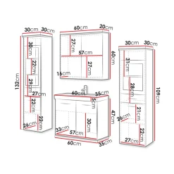 Kylpyhuoneen kalusteryhmä MADRIT II pesualtaalla, eri värivaihtoehtoja*Nomla New