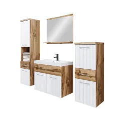 Kylpyhuoneen kalusteryhmä pesualtaalla ALBA MDF, beige/valkoinen (6241)*Nomla Discount