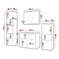 Kylpyhuoneen kalusteryhmä pesualtaalla ALBA MDF, beige/valkoinen (6241)*Nomla Discount