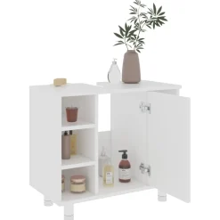 Kylpyhuoneen kalustesarja 3-osainen, lastulevy, korkea, eri värejä*FinePRICE Outlet
