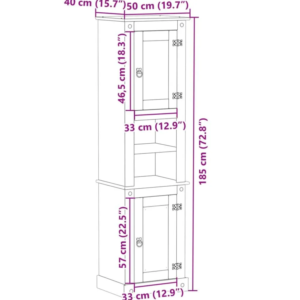 Discount Kylpyhuoneen korkea kaappi Corona 50x40x185 cm täysi mänty (02792) Kylpyhuoneen Kaapit