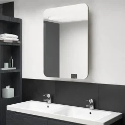 Kylpyhuoneen LED-peilikaappi, tammi, 60x11x80cm*FinePRICE Online