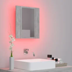 Outlet Kylpyhuoneen LED peilikaappi, betoninharmaa, 40x12x45 cm Peilikaapit