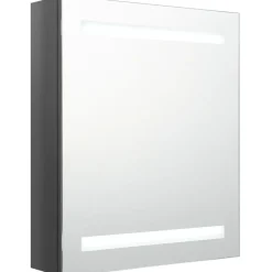 Discount Kylpyhuoneen LED-peilikaappi, kiiltävä harmaa, 50x14x60cm Peilikaapit