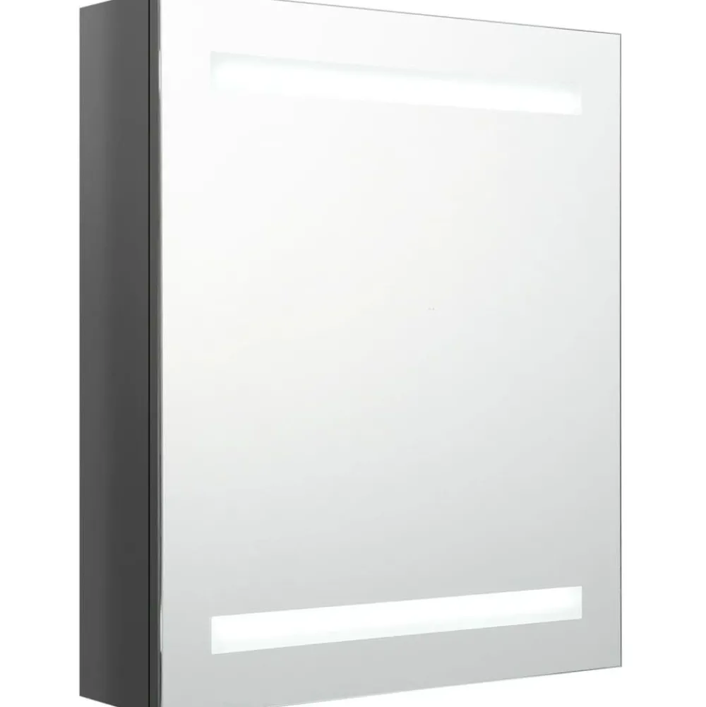 Discount Kylpyhuoneen LED-peilikaappi, kiiltävä harmaa, 50x14x60cm Peilikaapit