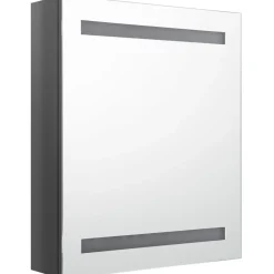 Discount Kylpyhuoneen LED-peilikaappi, kiiltävä harmaa, 50x14x60cm Peilikaapit