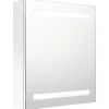 Hot Kylpyhuoneen LED-Peilikaappi kiiltävä valkoinen 50x14x60 cm (26486) Peilikaapit