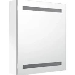 Hot Kylpyhuoneen LED-Peilikaappi kiiltävä valkoinen 50x14x60 cm (26486) Peilikaapit
