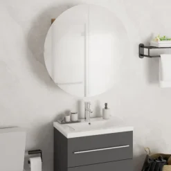 Kylpyhuoneen peilikaappi ja pyöreä peili LED-valoilla, useita kokoja ja värejä (14011)*FinePRICE Outlet