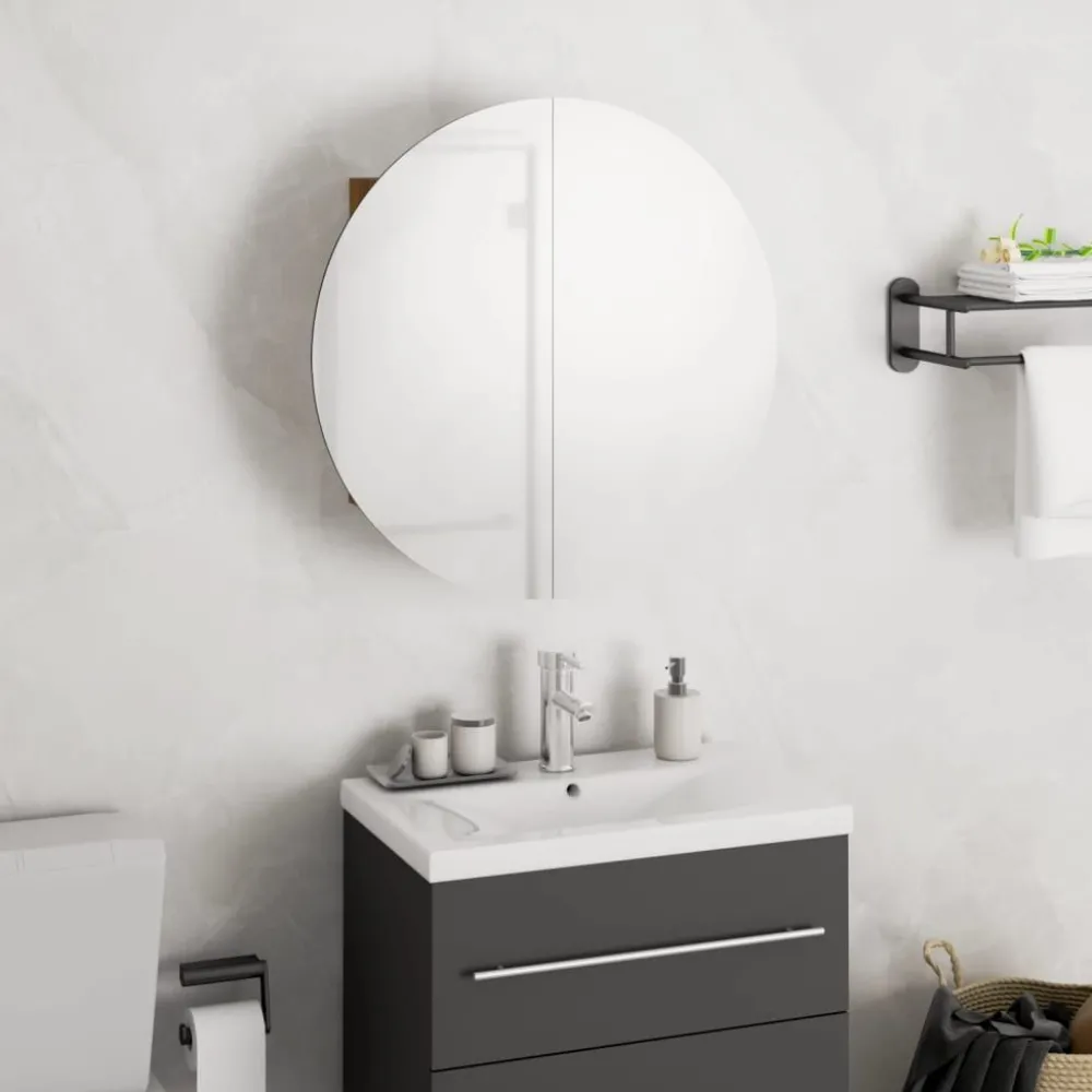 Kylpyhuoneen peilikaappi ja pyöreä peili LED-valoilla, useita kokoja ja värejä (14011)*FinePRICE Outlet