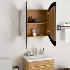 Kylpyhuoneen peilikaappi ja pyöreä peili LED-valoilla, useita kokoja ja värejä (14011)*FinePRICE Outlet