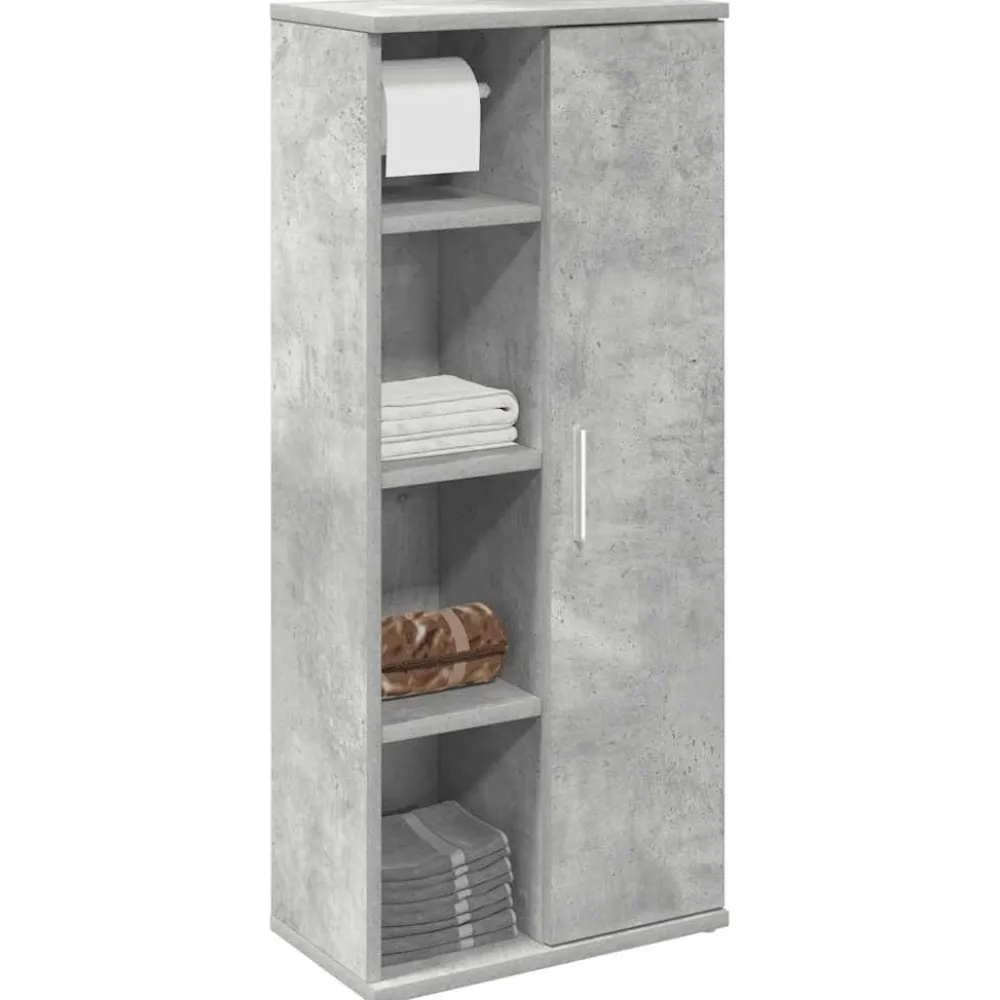 Kylpyhuonekaappi rullatelineellä Betoninharmaa 39x22x90 cm (58527)*FinePRICE