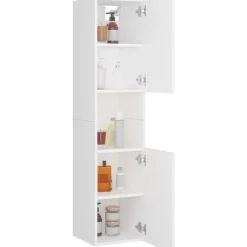 Kylpyhuonekaappi valkoinen 30x30x130 cm lastulevy*FinePRICE Best