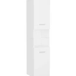 Kylpyhuonekaappi valkoinen 30x30x130 cm lastulevy*FinePRICE Best